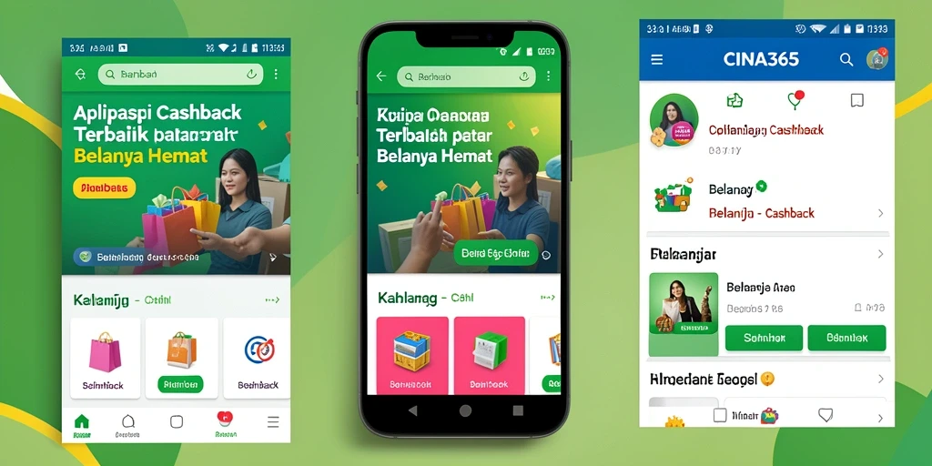 Tampilan antarmuka CINA365 dengan fitur cashback yang menarik.