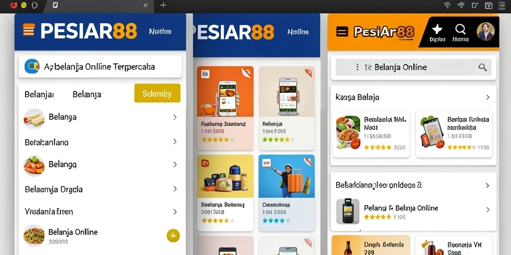 Antarmuka aplikasi PESIAR88 untuk Belanja Online yang intuitif dan menarik.