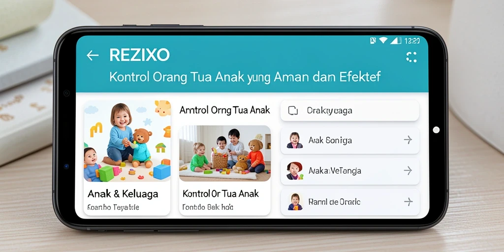 Tampilan antarmuka aplikasi REZIXO untuk kontrol orang tua anak.