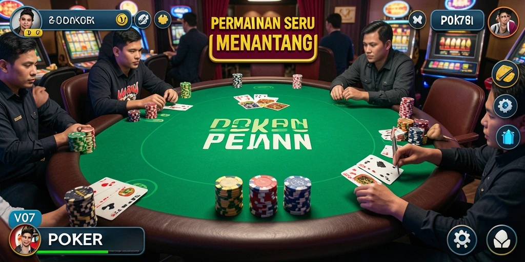 Tampilan antarmuka V07 yang menarik saat bermain Poker.