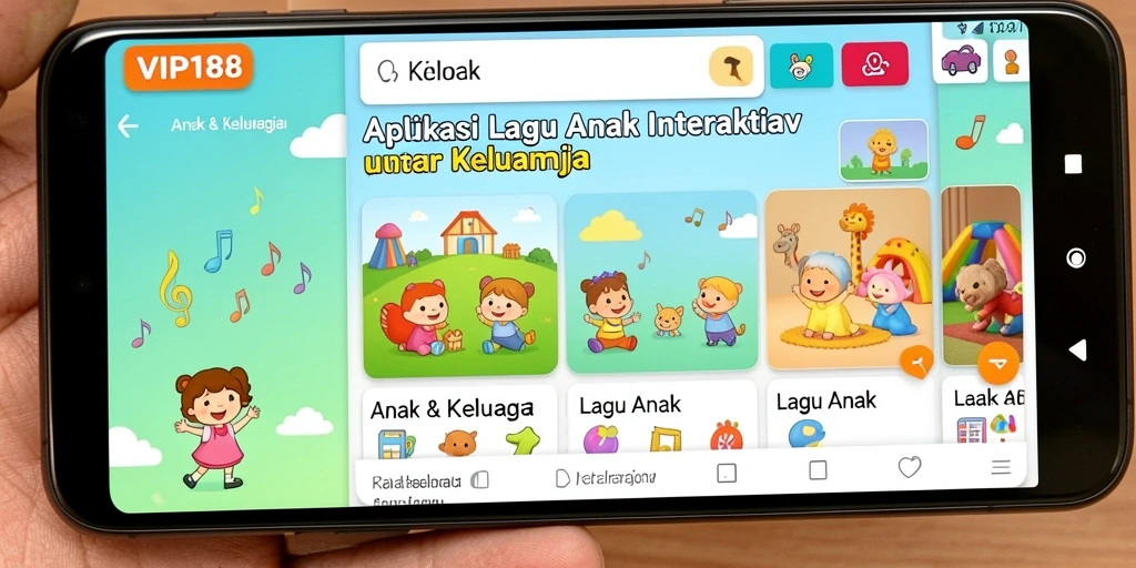 Antarmuka aplikasi VIP188 yang ramah anak dan menarik.